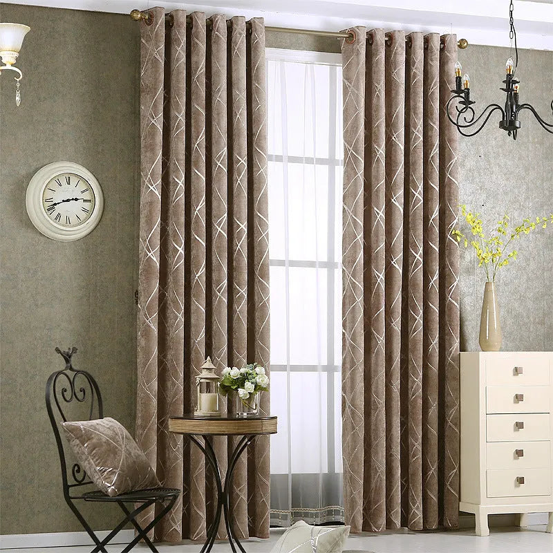 Solid colour chenille blackout curtain panel in grey, 1m x 2.7m, with jacquard texture for modern interior