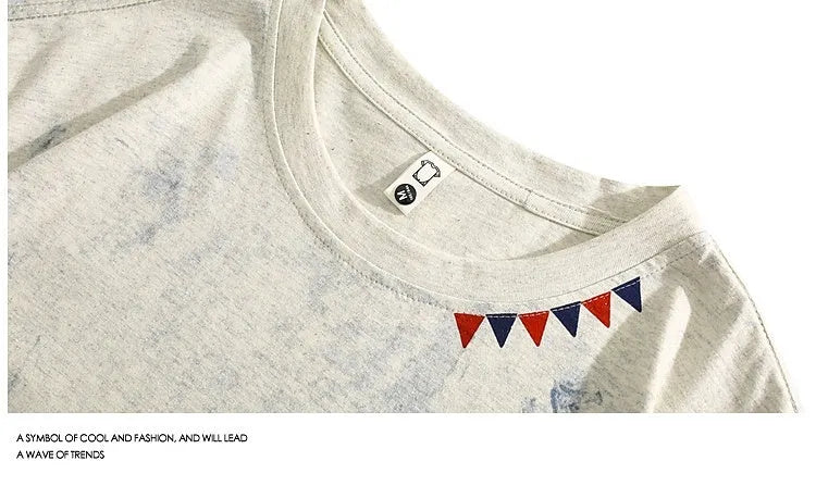 Grey tie dye pattern loose fit t-shirt with half sleeves and round neck collar