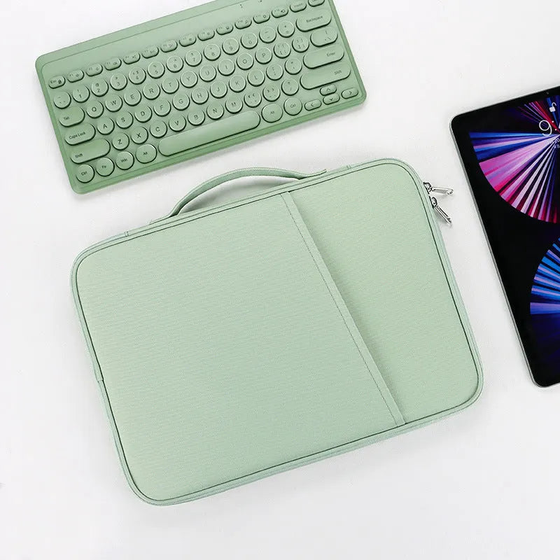Flat liner storage bag in 420D nylon twill jacquard with soft handle, for 10.8-13 inch laptops, multiple colours.