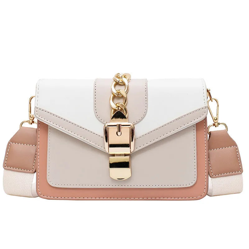 Women's messenger bag shoulder chain bag PU leather small square bag in black, green, white, yellow