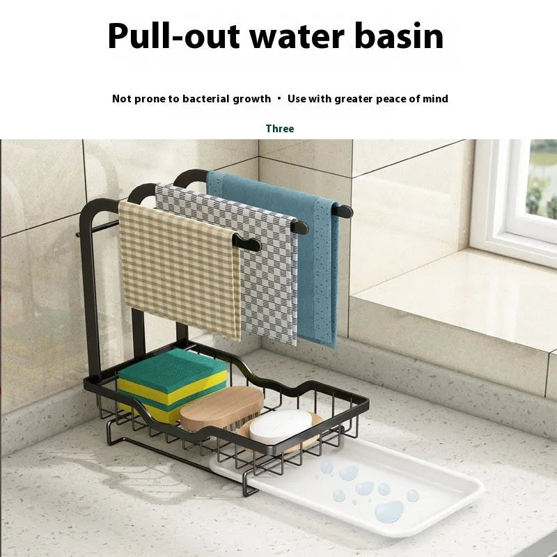 Foldable plastic kitchen rack in new Chinese style for wall or desktop rag draining storage