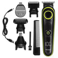 Black KM-696 electric hair clipper set with USB charging cable and cleaning brush