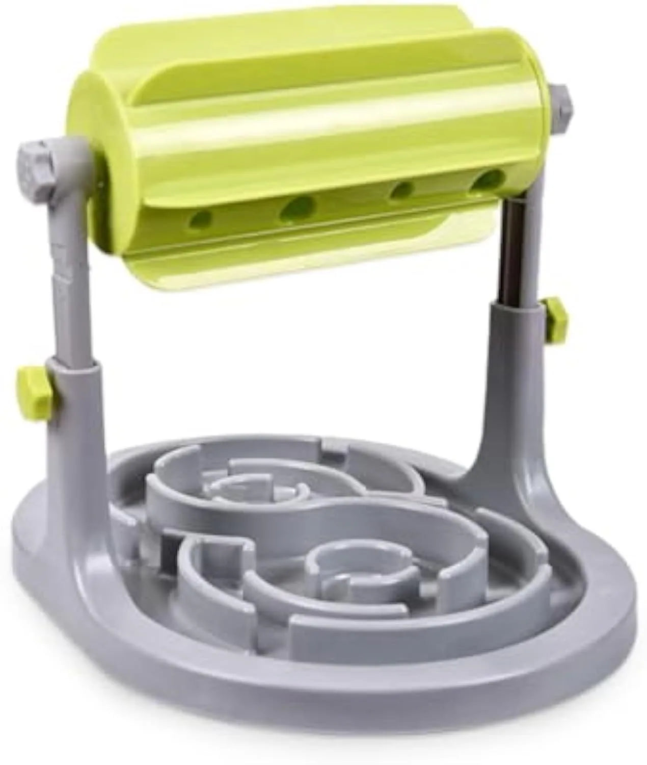 Blue adjustable height interactive pet slow feeder bowl with raised feeding patterns
