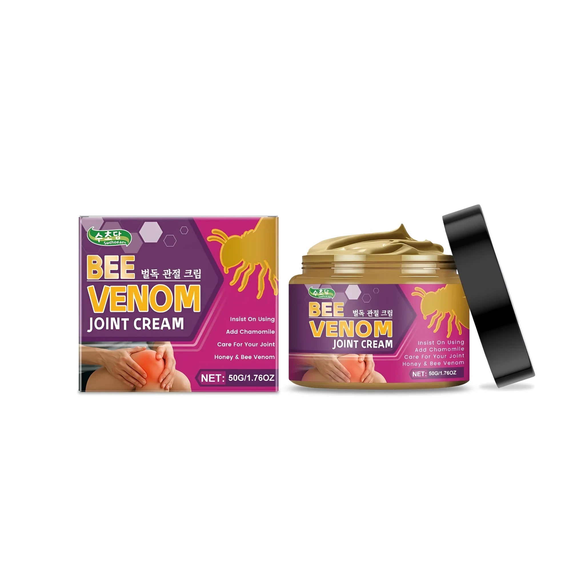 50g tube of natural joint relief cream with chamomile aloe honey and bee venom formula