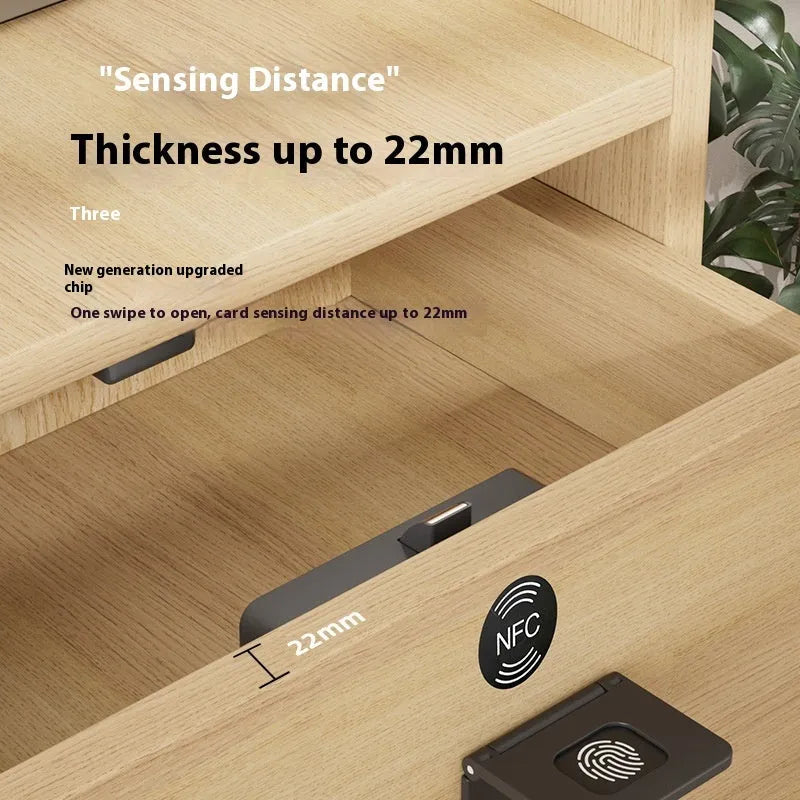 F079 no-drill removable drawer and wardrobe lock with key in English packaging.