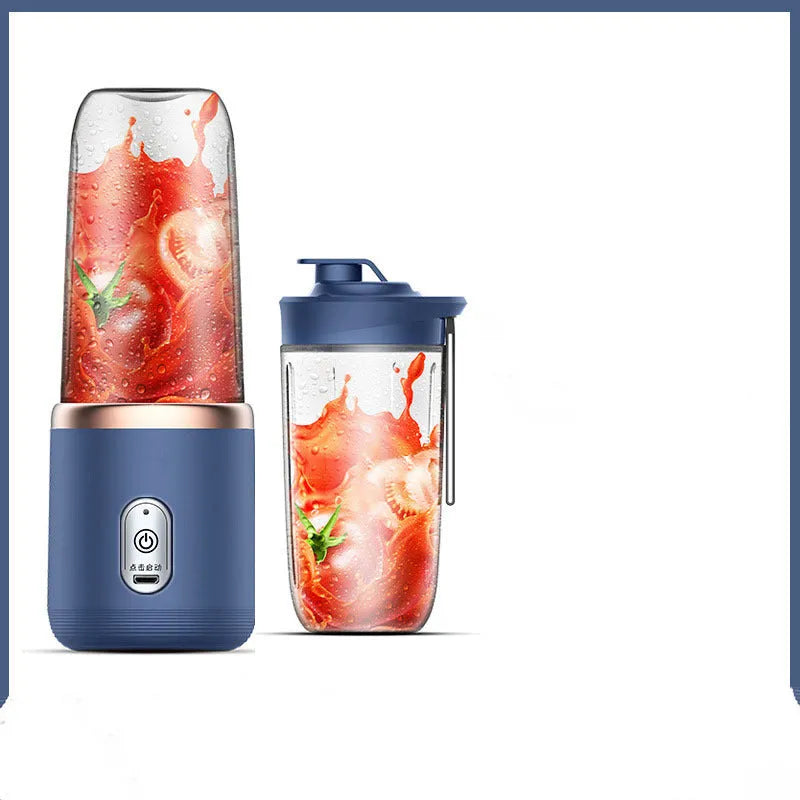 6blade portable blender mini juicer cup in Tunisian dark blue with USB cable and cup lid