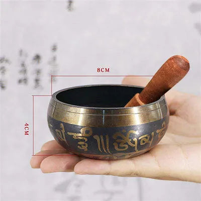 Tibet singing bowl ring copper seven metals meditation feng shui ornament black gold sizes 8.5cm to 18cm