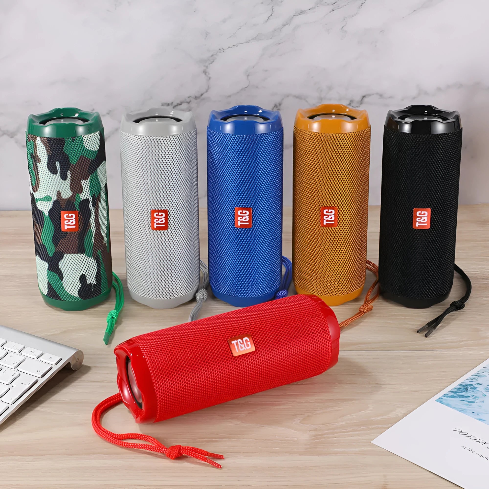 Fabric portable Bluetooth speaker with card holder slot in multiple colour options