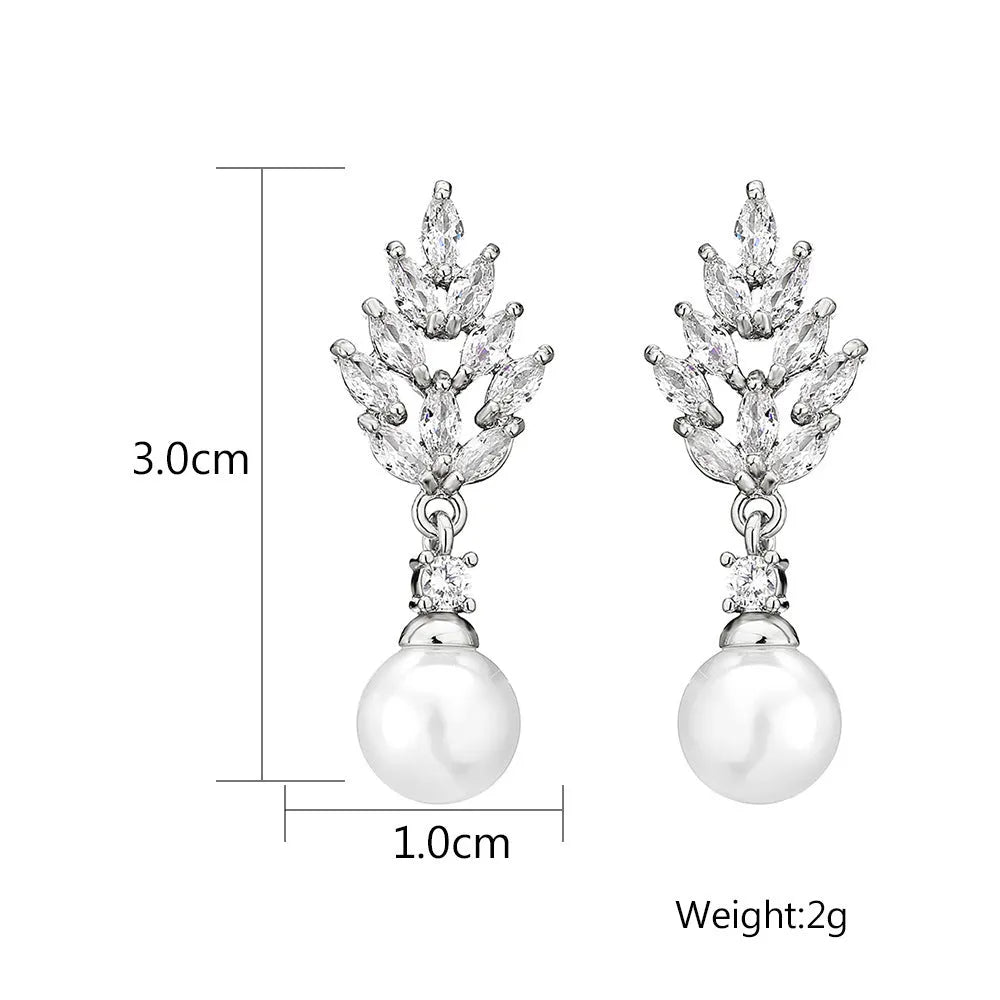 Geometric flower design earrings with micro inlaid zircon decoration in gold, platinum, and rose gold finishes