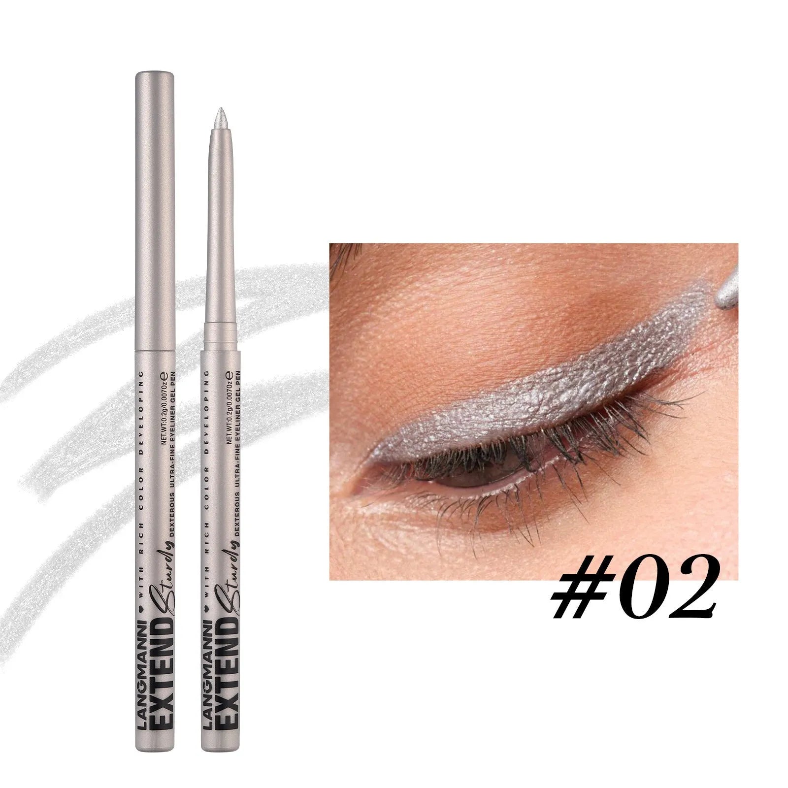 Set of 12 colourful gel glitter eyeliner pencils showing matte, glitter, metallic, and pearl effects