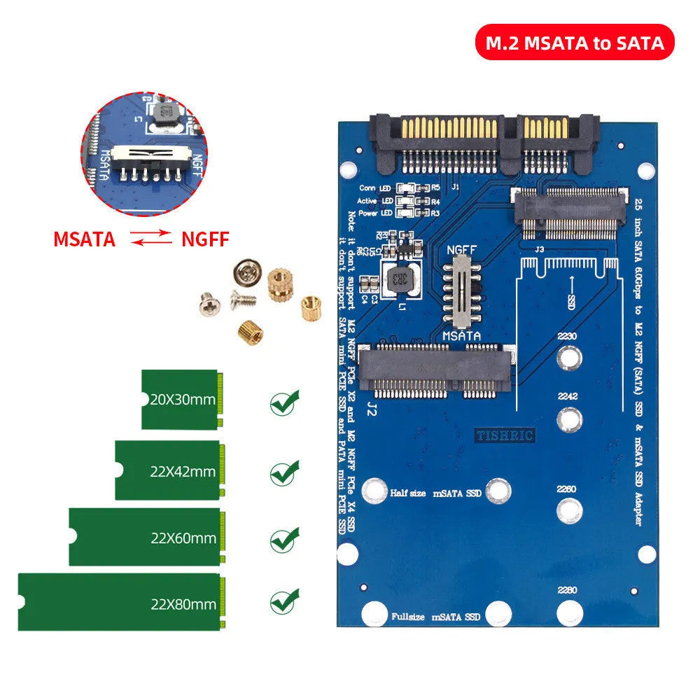 SATA3 to M.2 NGFF SSD conversion adapter card in black and blue colour options