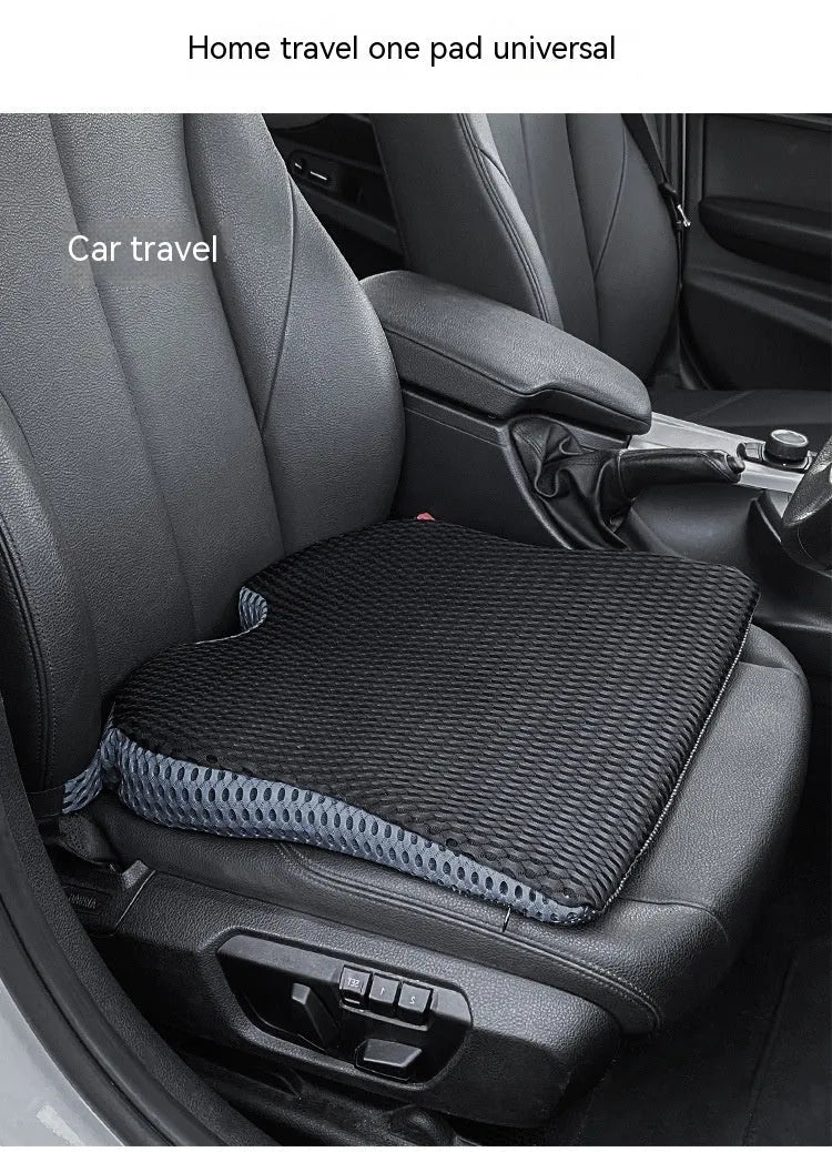 Regular size memory foam seat cushion with a fixed strap in solid black, grey, or white.