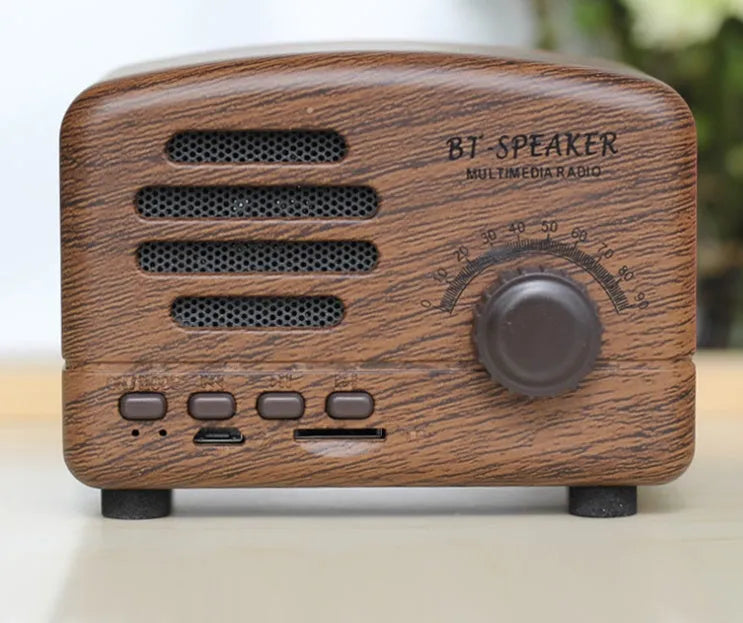 Vintage wood style Bluetooth speaker in pink, black or wood grain finish