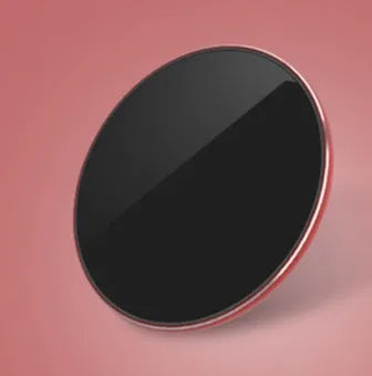 Ultra-thin aluminium wireless charger in gold, red, rose gold, and silver colour options