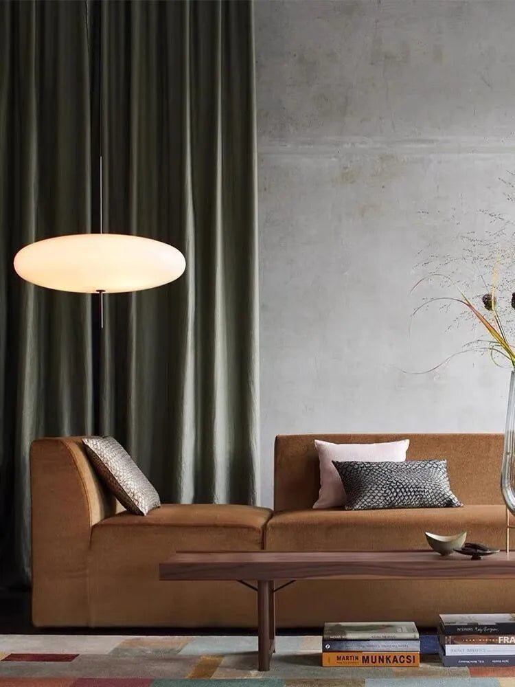Nordic style retro UFO pendant ceiling chandelier light fixture in a modern room setting