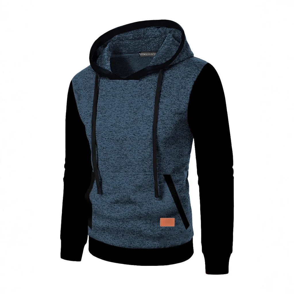 Men's hooded cardigan sweater in solid colour polyester fibre, loose fit, long sleeve, size S to 3XL