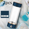 380ml portable hydrogen water ionizer bottle in black with high borosilicate glass body and 22cm height