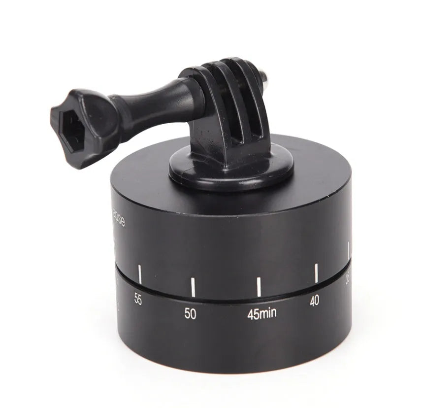 360-degree auto rotate camera tripod head base compatible with GoPro, SLR, and iPhone cameras