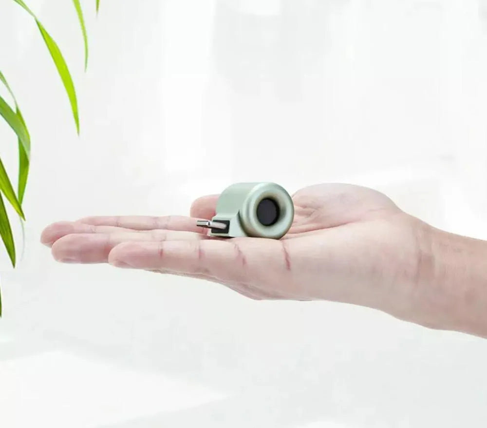 USB mini diffuser car air purifier in grey colour, portable solid device for fresh air
