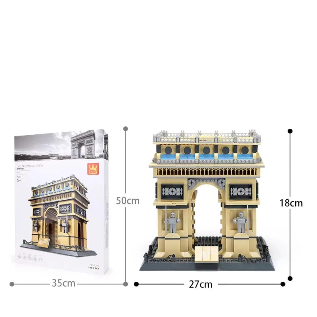 Wange building block street view set with landmark pieces including Eiffel Tower and Big Ben