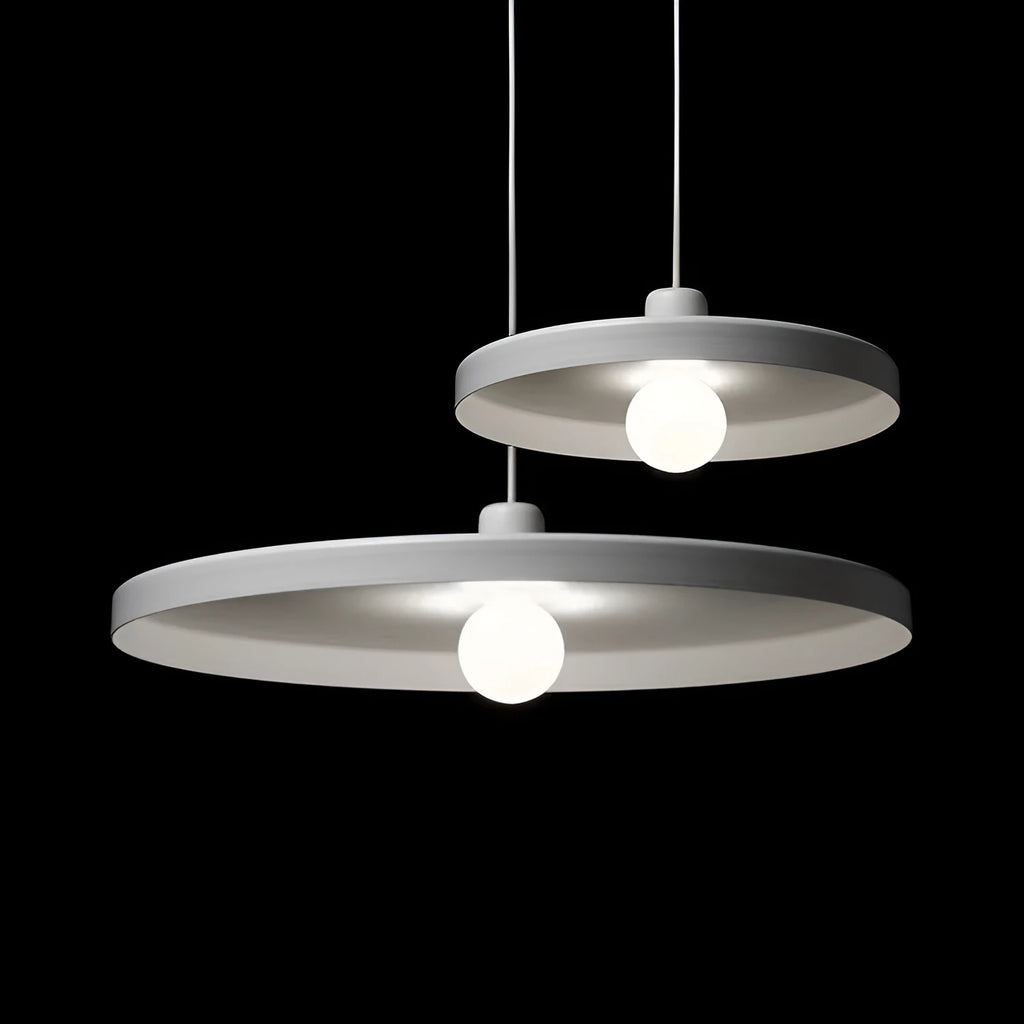 Aluminium alloy coffee shop chandelier in black, shown in three size options: 35cm, 50cm, and 60cm diameter.