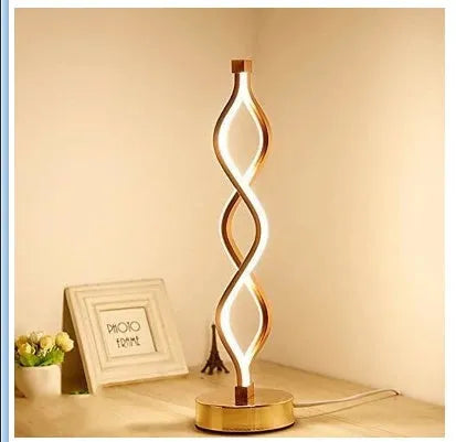Wave type LED desk lamp in gold with three-color temperature and stepless dimming, plug-in design