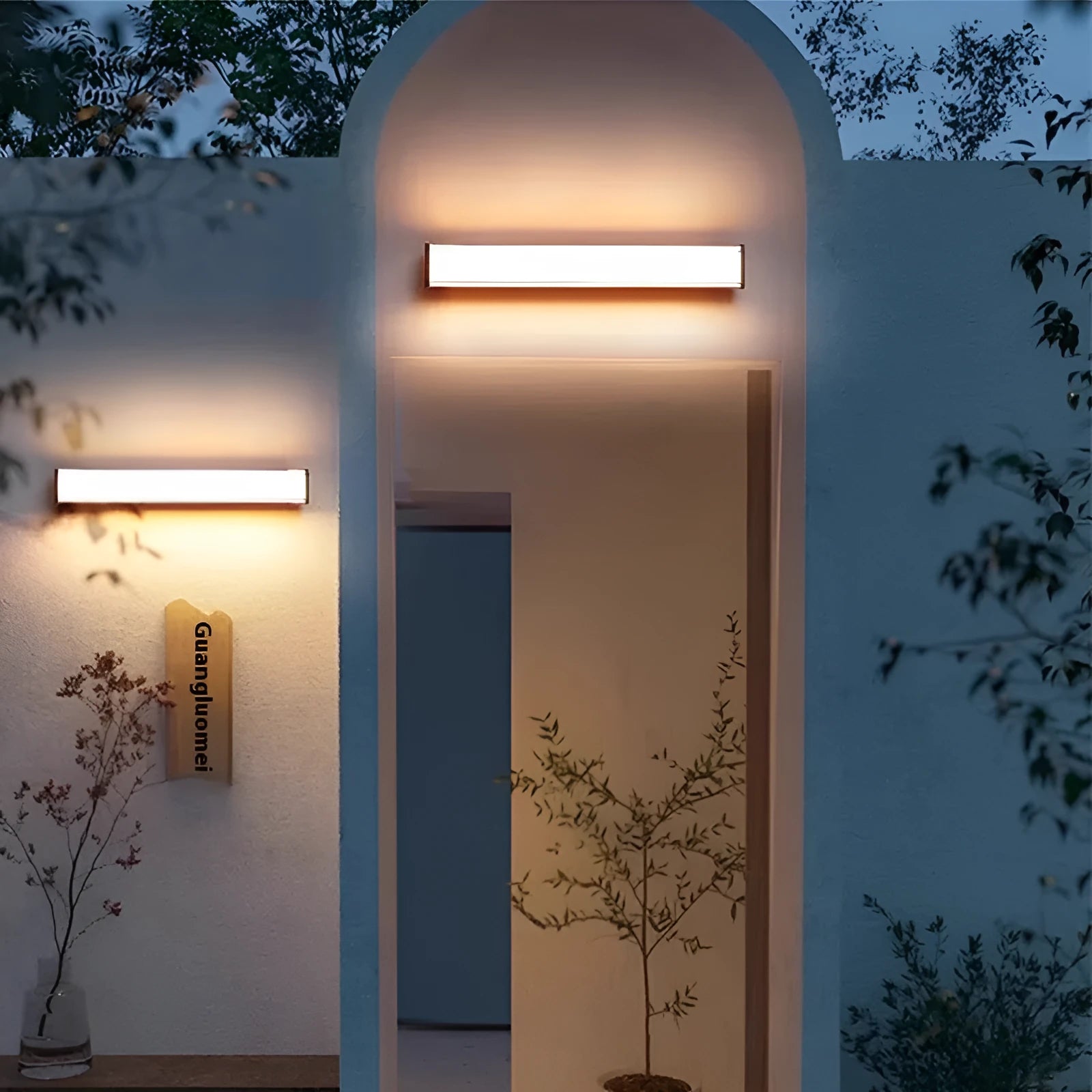 Modern simple style outdoor wall lamp for villa or hotel courtyard entrances, shown in multiple size options.
