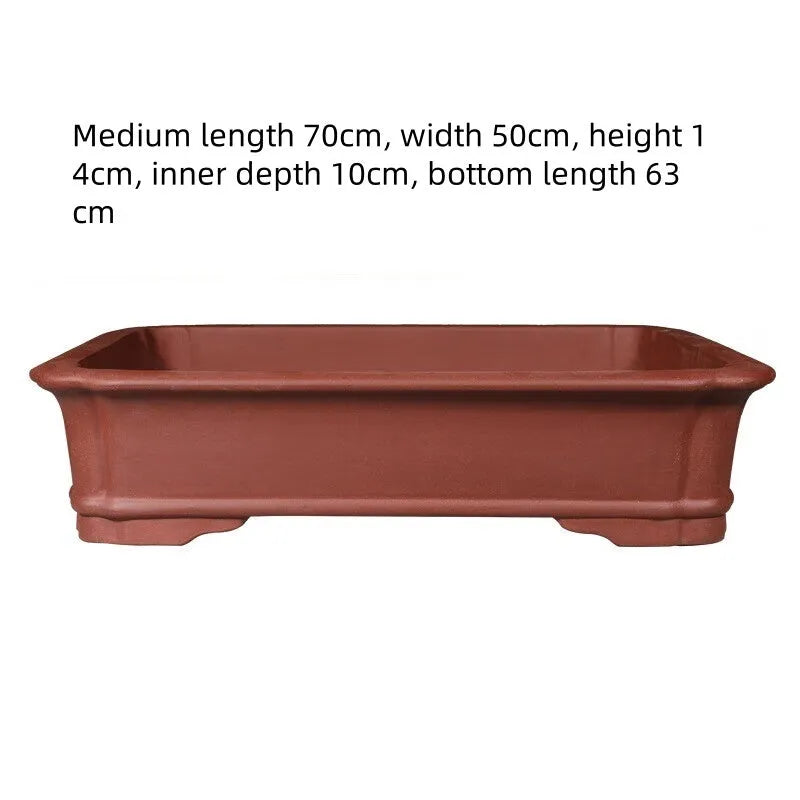 Large rectangular purple clay bonsai pot for indoor plants with three size options