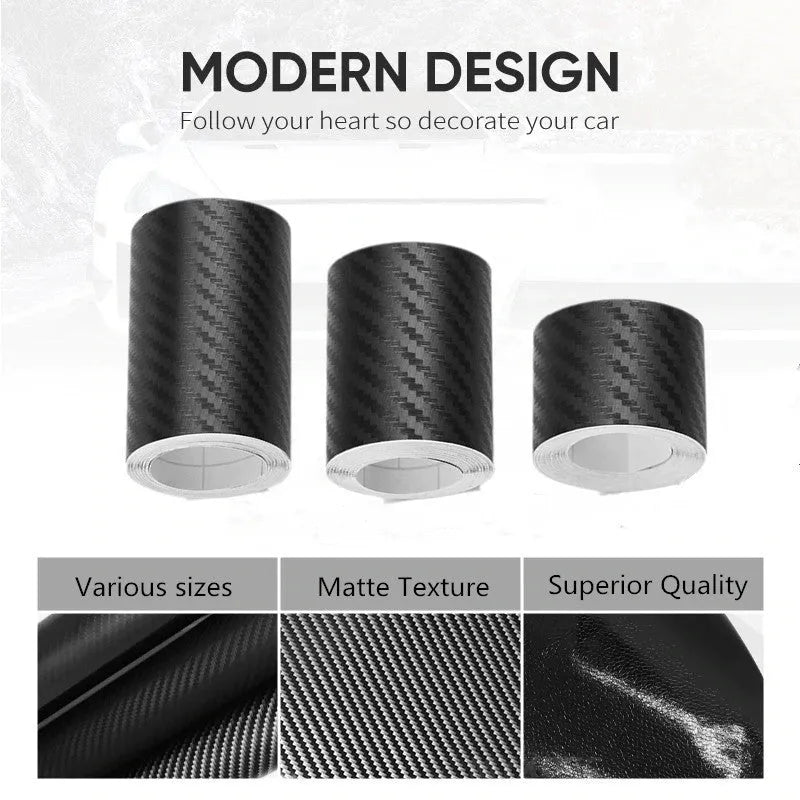 Matte carbon fibre pattern roll for car door sill and bumper protection in various width options