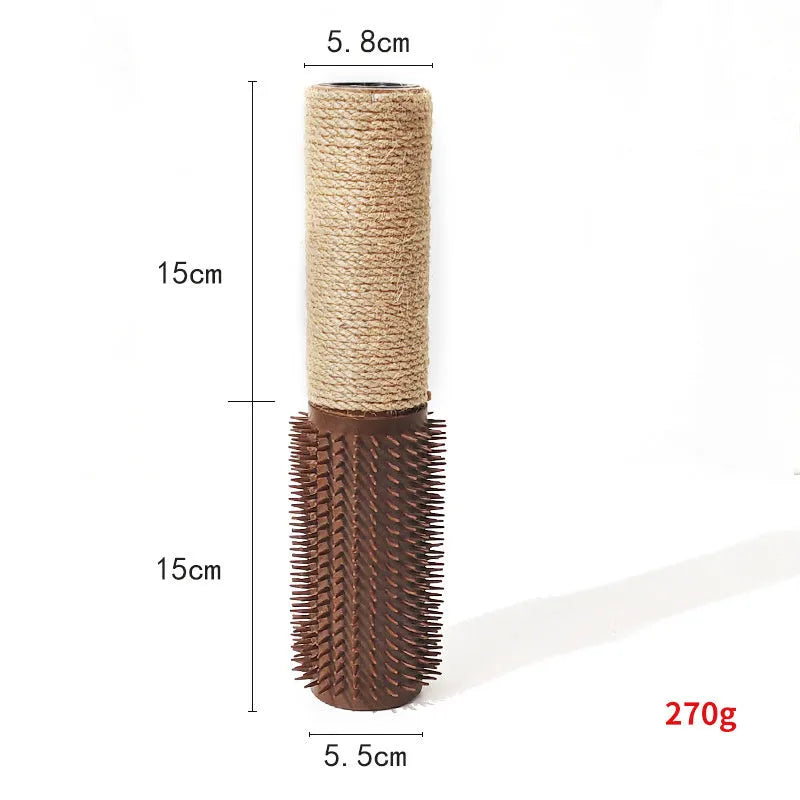 Brown sisal fibre cat scratching post measuring 30cm tall with rope texture for claw sharpening