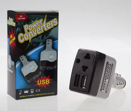 Car cigarette lighter power supply transformer with USB output for mobile phone charging