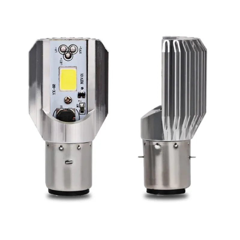 Motorcycle LED headlight with aluminium housing and white light output
