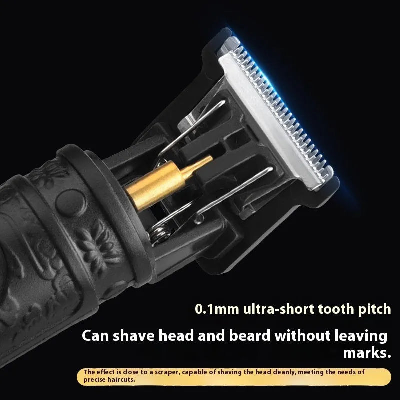 Rechargeable electric hair clipper with plastic body and washable blade in black finish