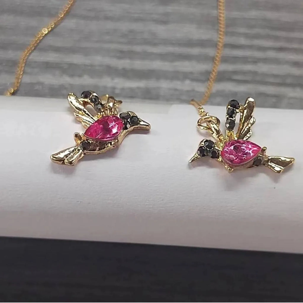 Personalised long drop bird earrings for women in alloy with mixed zirconium wings.