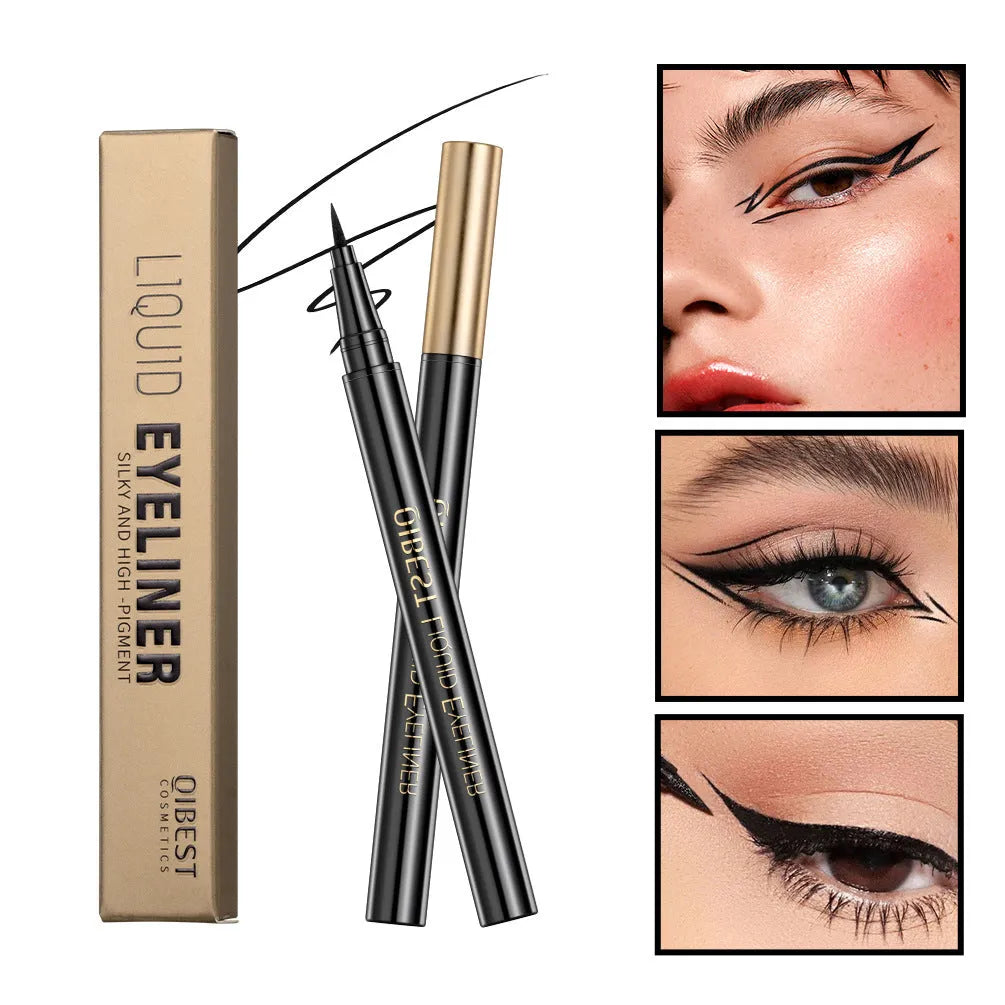 Black liquid eyeliner pen with fine tip applicator, labelled Q2407.