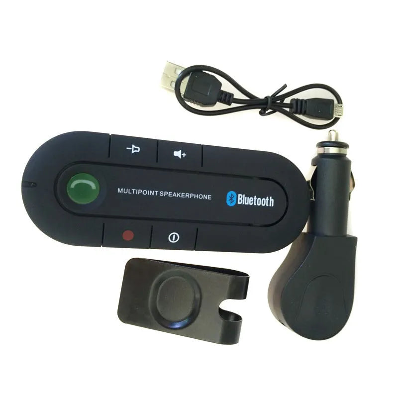 Vehicle-mounted Bluetooth handsfree sun visor music player in ABS plastic, black colour, with clip