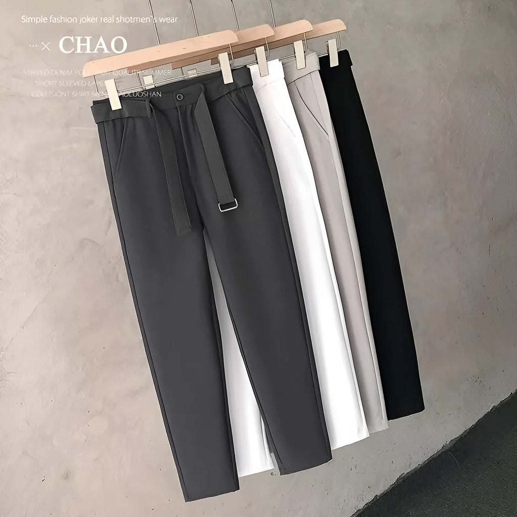 Boys slim straight trousers in wool blend fabric with tapered design and straight leg opening