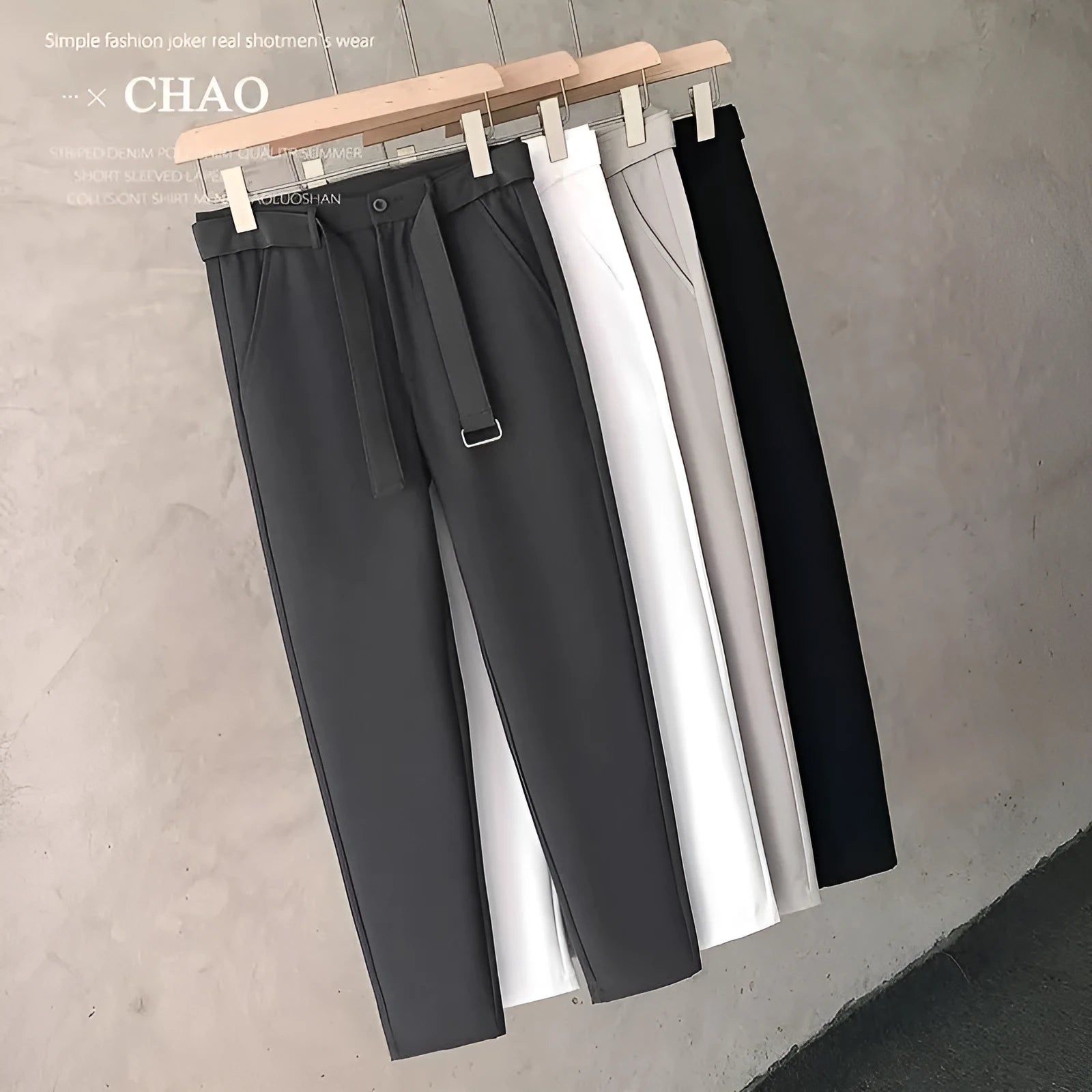 Boys slim straight trousers in wool blend fabric with tapered design and straight leg opening