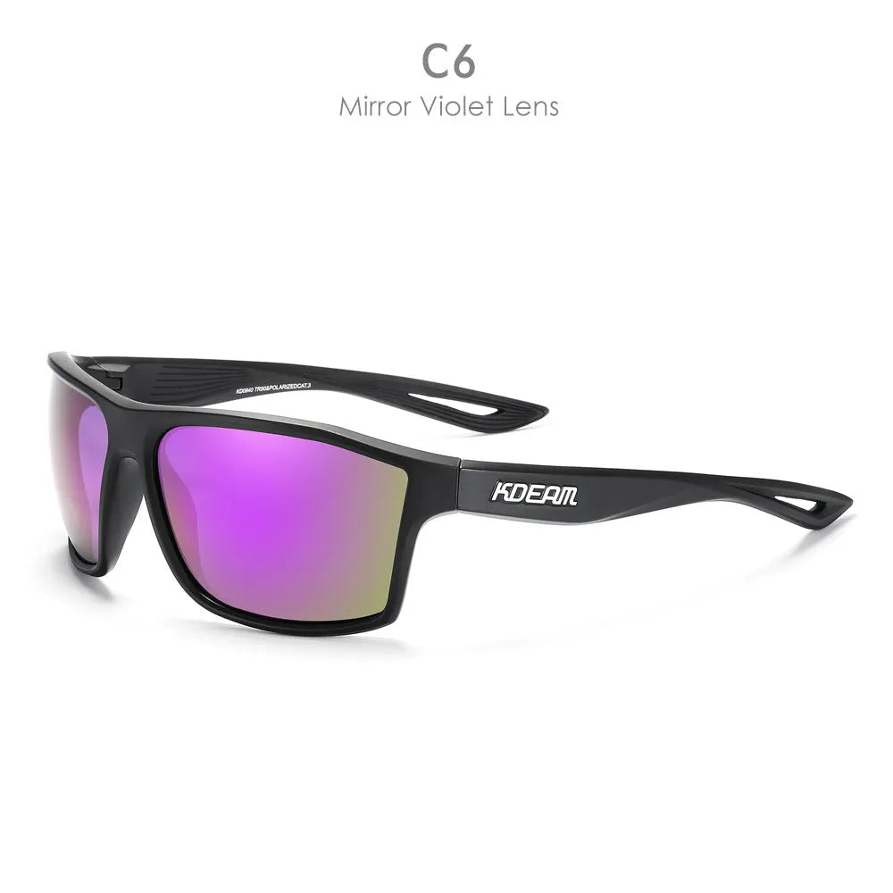 Sports polarized sunglasses with TR90 frame, TAC lens, UV400 protection, full frame box design, available in 11 colour options