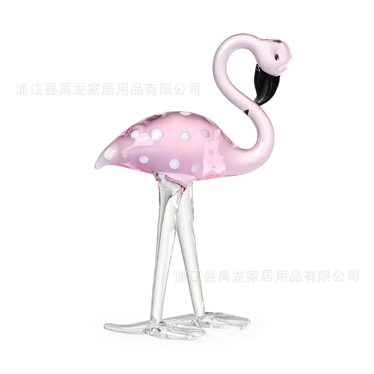 Pink crystal flamingo decorative ornament for home table display with modern simple style