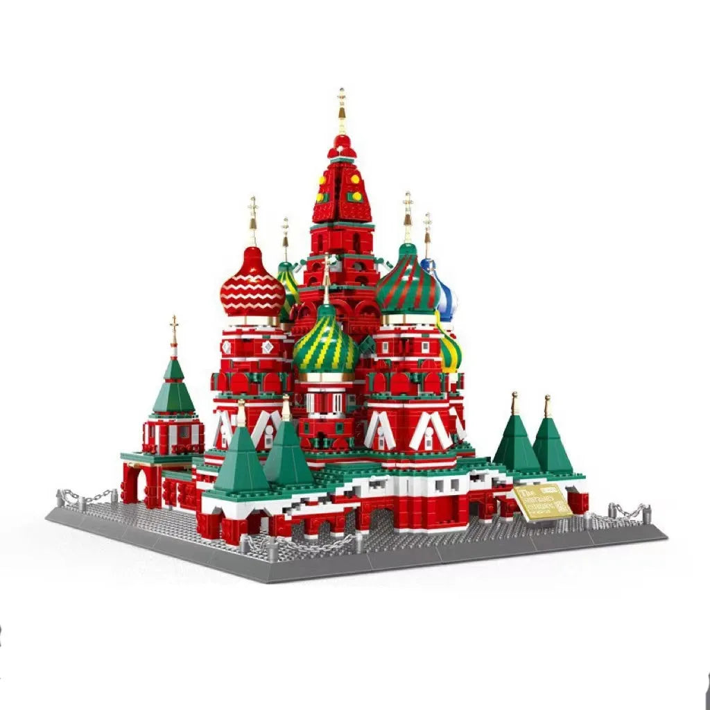Wange building block street view set with landmark pieces including Eiffel Tower and Big Ben