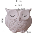 Handmade ceramic owl succulent pot in light pink with 11x9x9cm dimensions