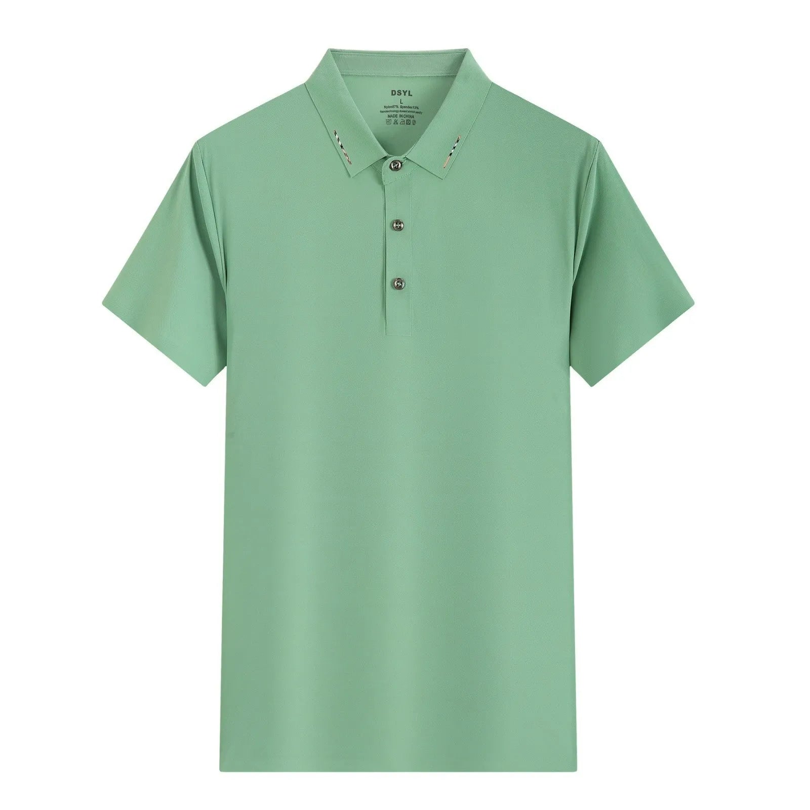 Solid colour unisex ice silk short sleeve cotton business polo shirt in bean green