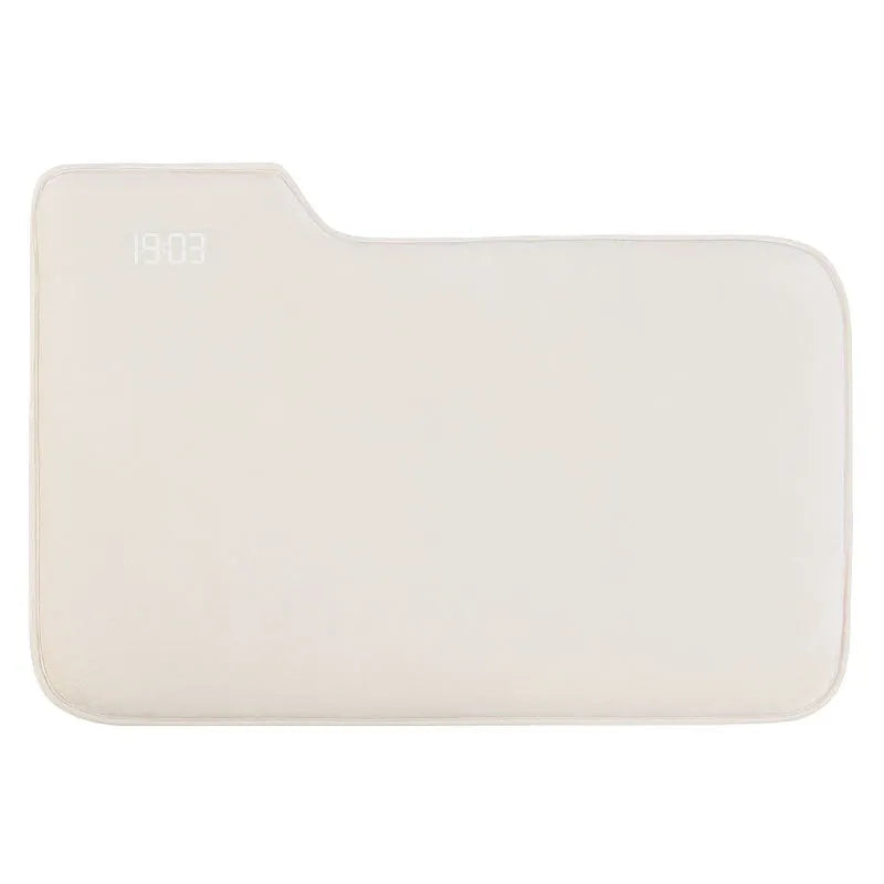 Smart carpet mat alarm clock with cloth velvet surface, 20mm thick, small or large size, dual daily alarms and stand-on deactivation
