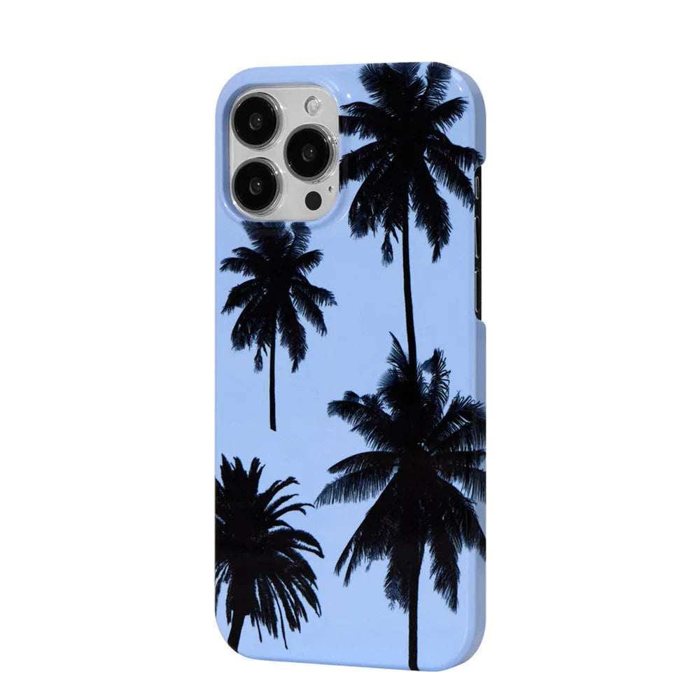 Summer coconut design TPU iPhone case shown with optional bracket attachment for multiple iPhone models