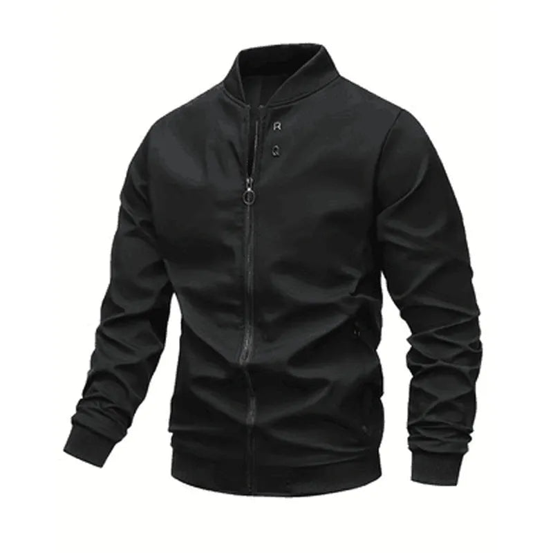 Men's slim-fit fashion collar casual jacket in chemical fibre blend, available in multiple colours