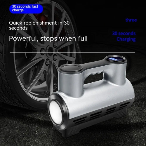 12V portable car tyre inflator with ABS housing, digital display, and multiple air nozzles