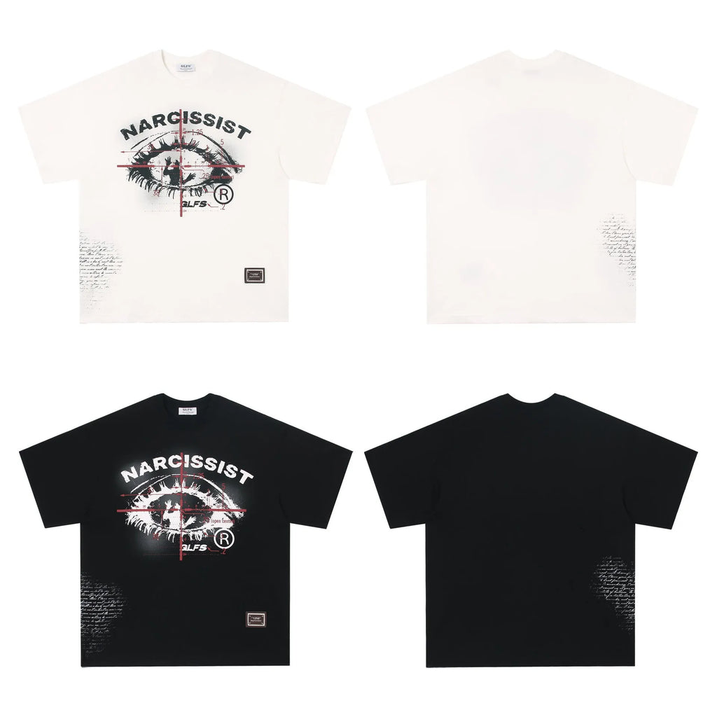 Retro hip hop gothic letter T-shirt in pure cotton black or white for teenagers