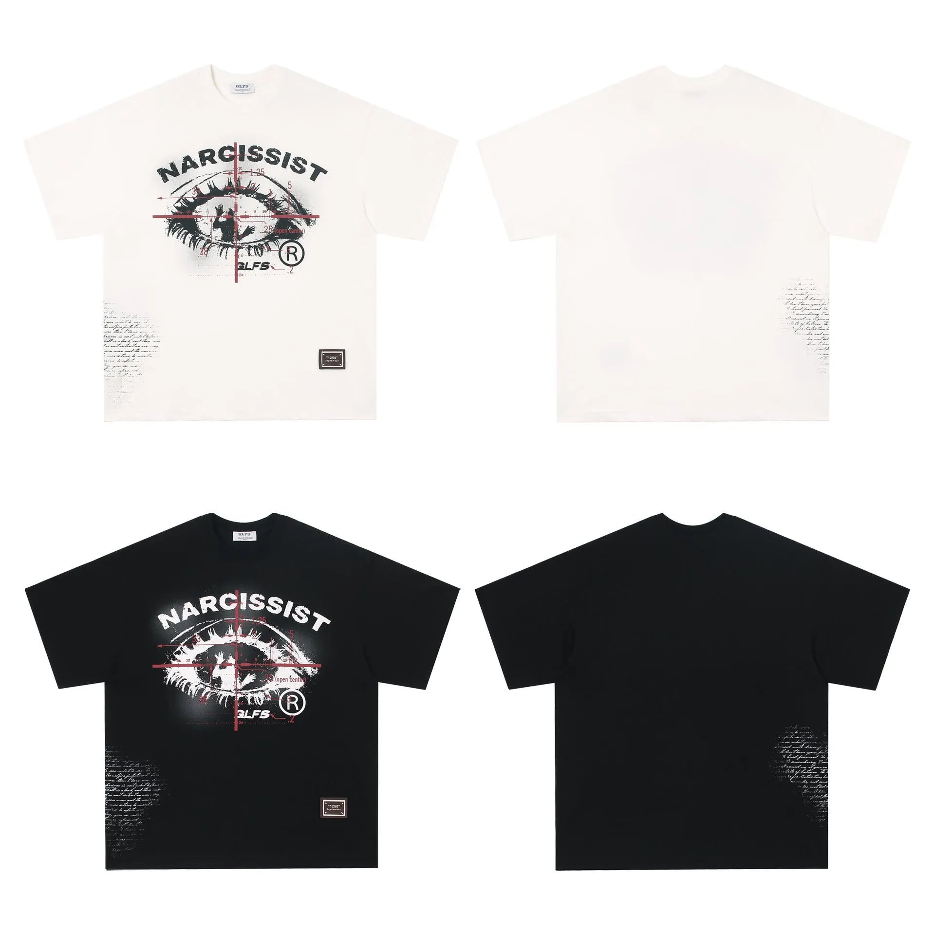 Retro hip hop gothic letter T-shirt in pure cotton black or white for teenagers