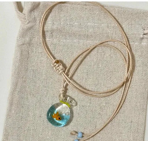Women's coloured glaze skirt pendant necklace with joker design on cotton linen clavicle chain